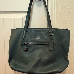 Coach Teal Leather Tote Bag